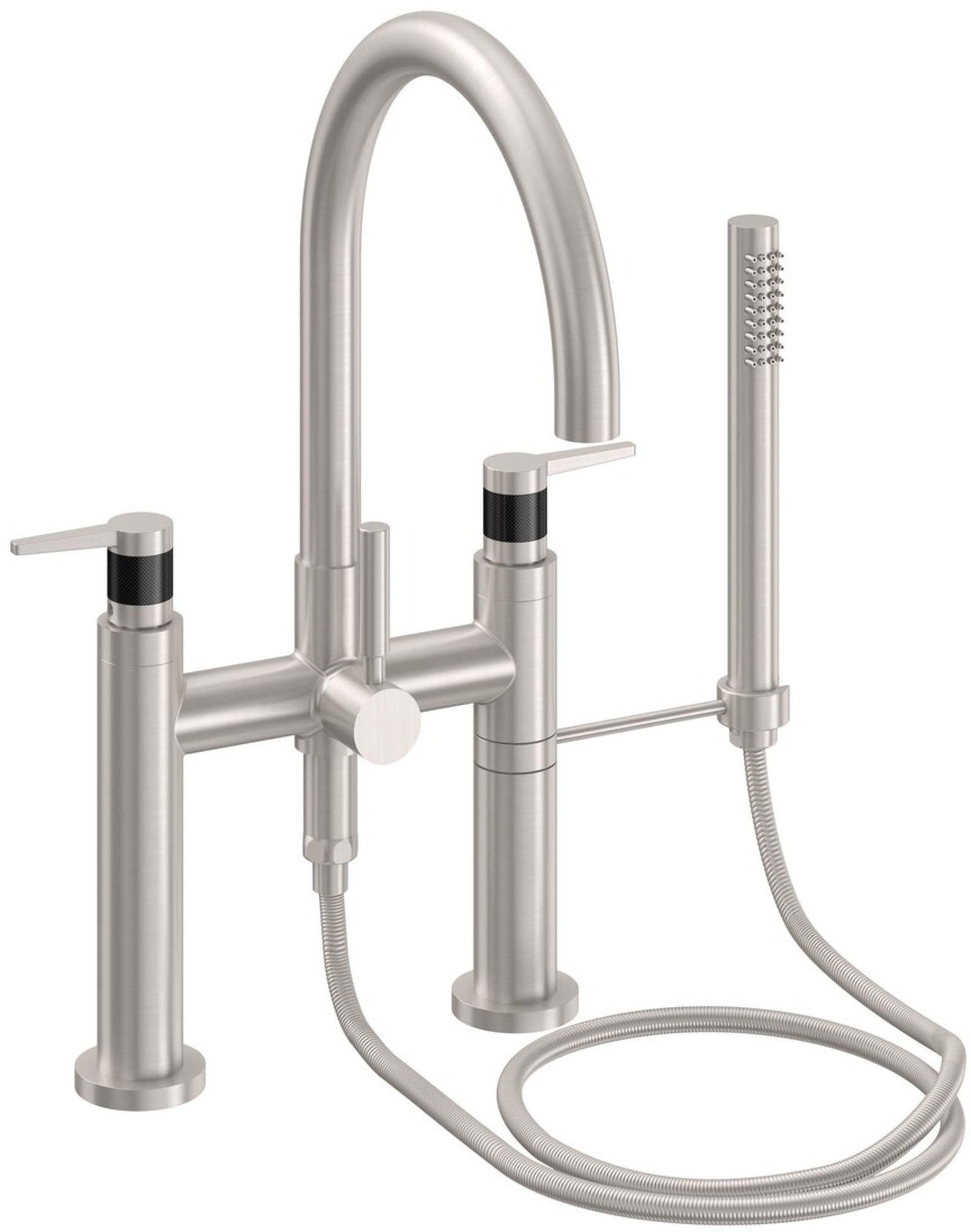 California Faucets Asilomar Contemporaneo Llenador de Tina de Montaje en Cubierta - Pico en Arco - Níquel Satinado
