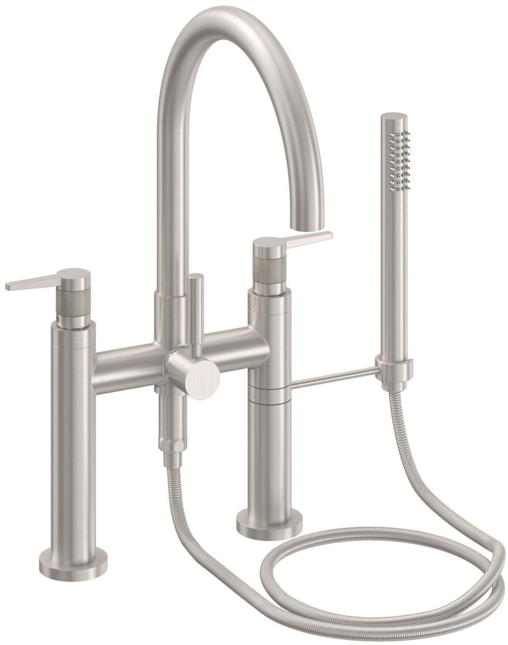 California Faucets Asilomar Contemporaneo Llenador de Tina de Montaje en Cubierta - Pico en Arco - Níquel Satinado