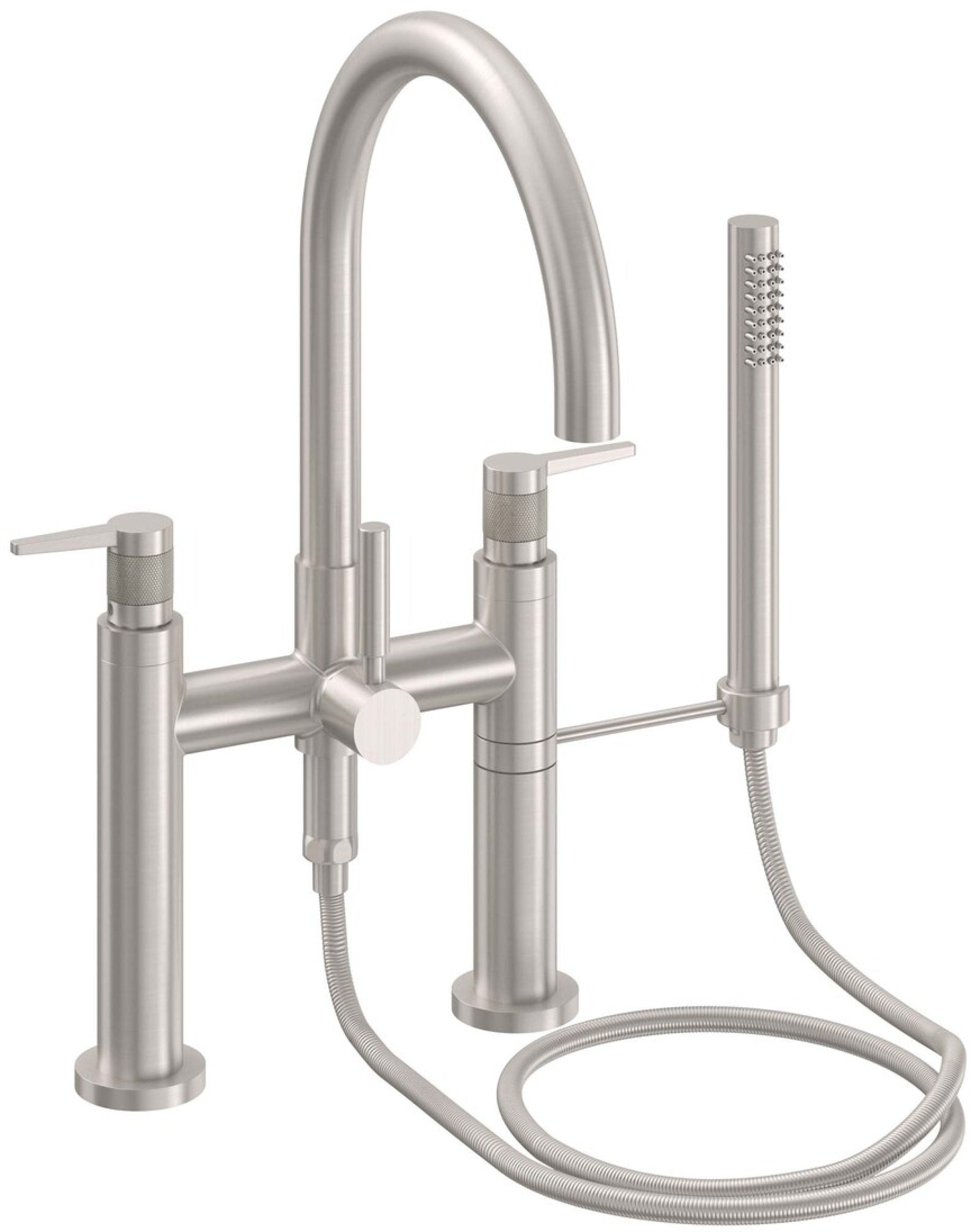 California Faucets Asilomar Contemporaneo Llenador de Tina de Montaje en Cubierta - Pico en Arco - Níquel Satinado