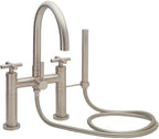 California Faucets Asilomar Contemporaneo Llenador de Tina de Montaje en Cubierta - Pico en Arco - Níquel Satinado