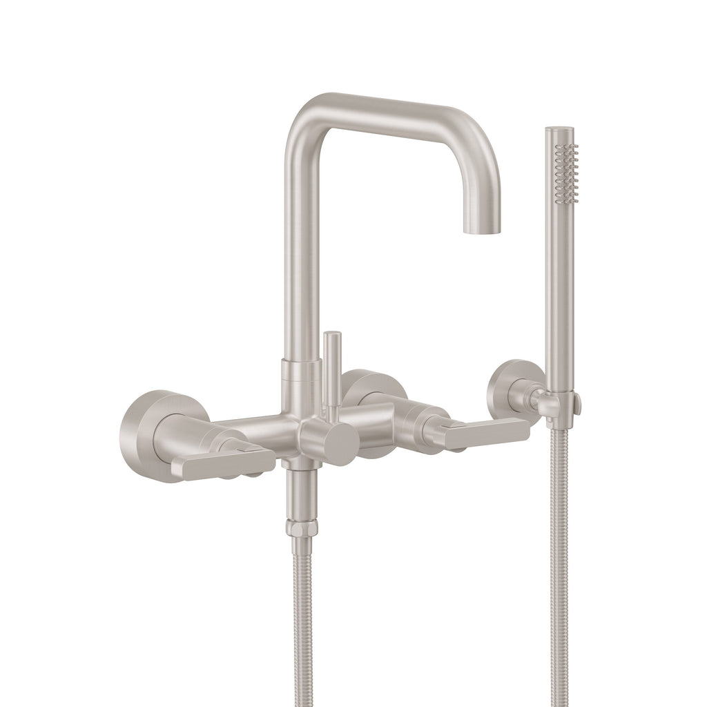 California Faucets Bolsa Contemporaneo Llenador de Tina de Montaje en Pared - Pico Cuadrado - Níquel Satinado