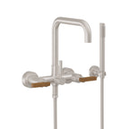 California Faucets Bolsa Contemporaneo Llenador de Tina de Montaje en Pared - Pico Cuadrado - Níquel Satinado