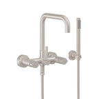 California Faucets Bolsa Contemporaneo Llenador de Tina de Montaje en Pared - Pico Cuadrado - Níquel Satinado