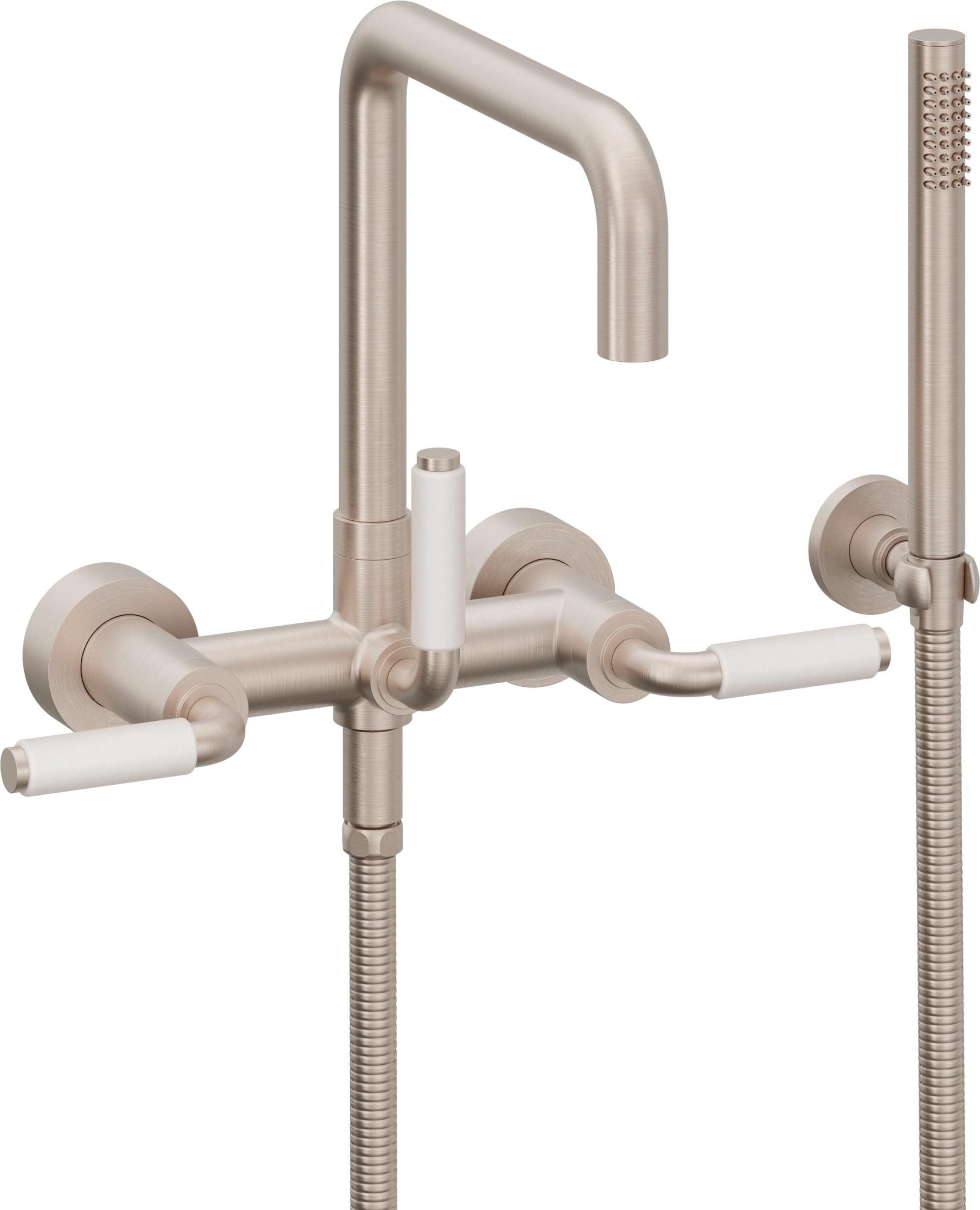 California Faucets Bolsa Contemporaneo Llenador de Tina de Montaje en Pared - Pico Cuadrado - Níquel Satinado