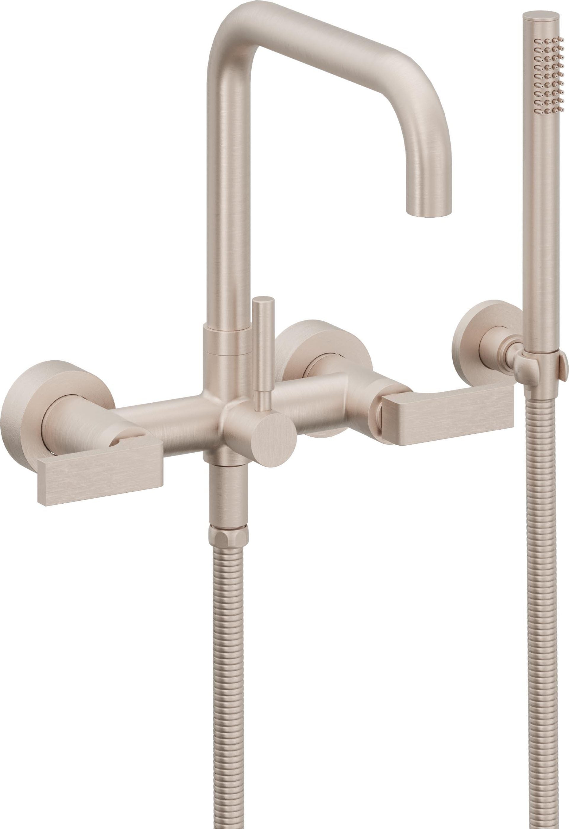 California Faucets Bolsa Contemporaneo Llenador de Tina de Montaje en Pared - Pico Cuadrado - Níquel Satinado