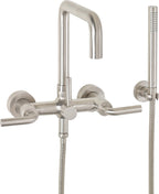 California Faucets Bolsa Contemporaneo Llenador de Tina de Montaje en Pared - Pico Cuadrado - Níquel Satinado