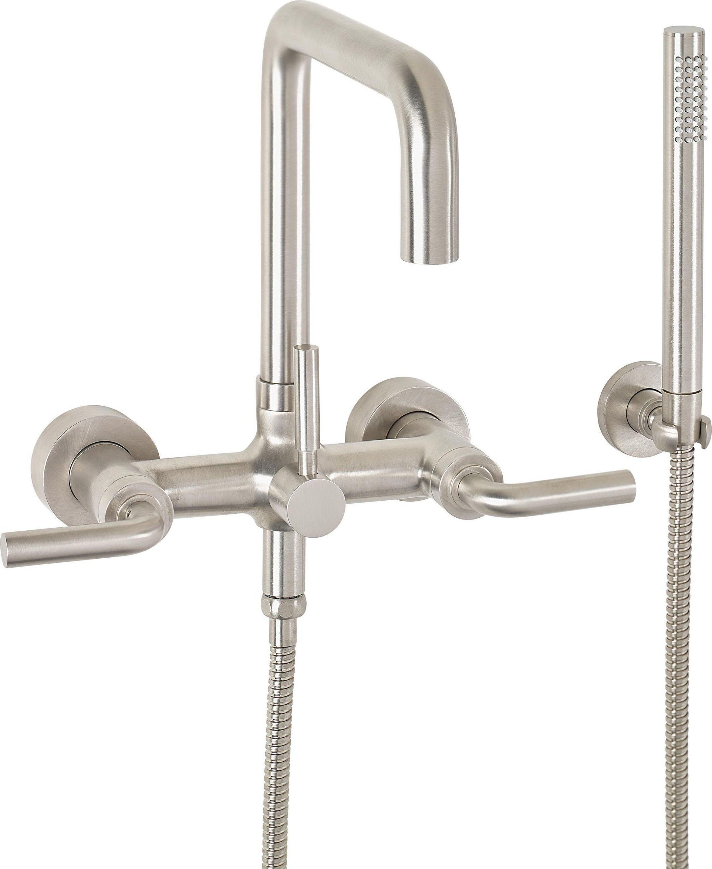 California Faucets Bolsa Contemporaneo Llenador de Tina de Montaje en Pared - Pico Cuadrado - Níquel Satinado