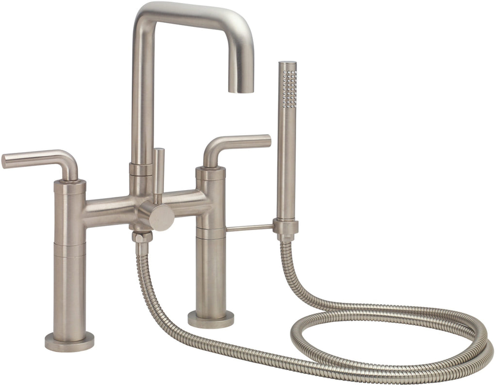 California Faucets Bolsa Contemporaneo Llenador de Tina de Montaje en Cubierta - Pico Cuadrado - Níquel Satinado
