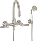 California Faucets Palomar Tradicional Llenador de Tina de Montaje en Pared - Pico en Arco - Níquel Satinado