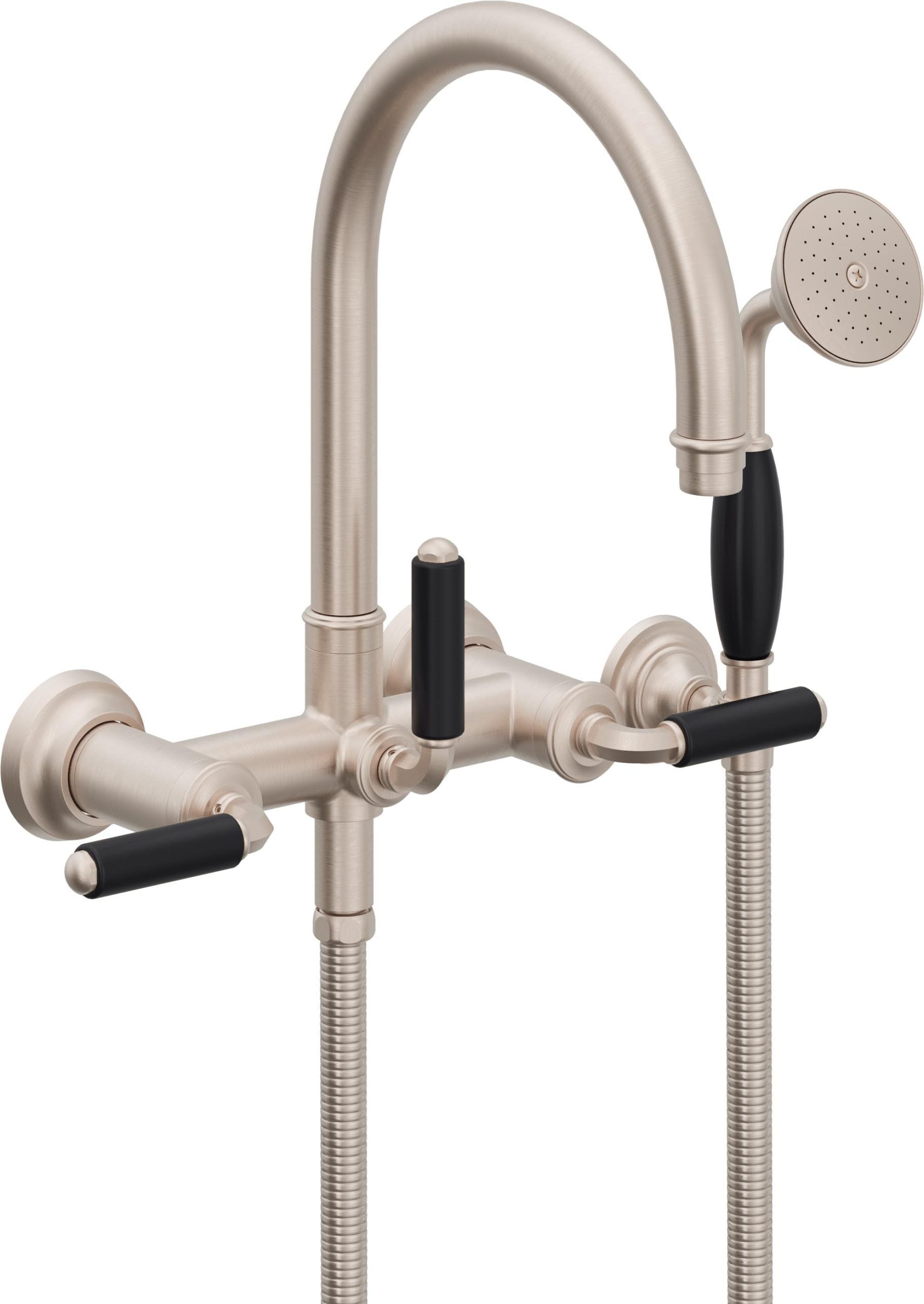 California Faucets Palomar Tradicional Llenador de Tina de Montaje en Pared - Pico en Arco - Níquel Satinado