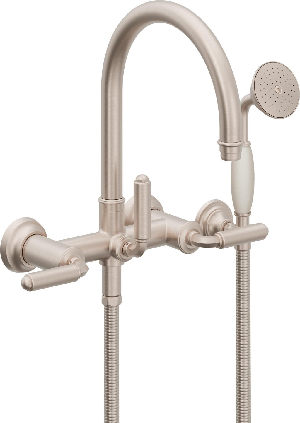 California Faucets Palomar Tradicional Llenador de Tina de Montaje en Pared - Pico en Arco - Níquel Satinado