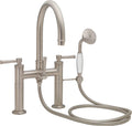 California Faucets Palomar Tradicional Llenador de Tina de Montaje en Cubierta - Pico en Arco - Níquel Satinado