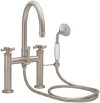 California Faucets Palomar Tradicional Llenador de Tina de Montaje en Cubierta - Pico en Arco - Níquel Satinado