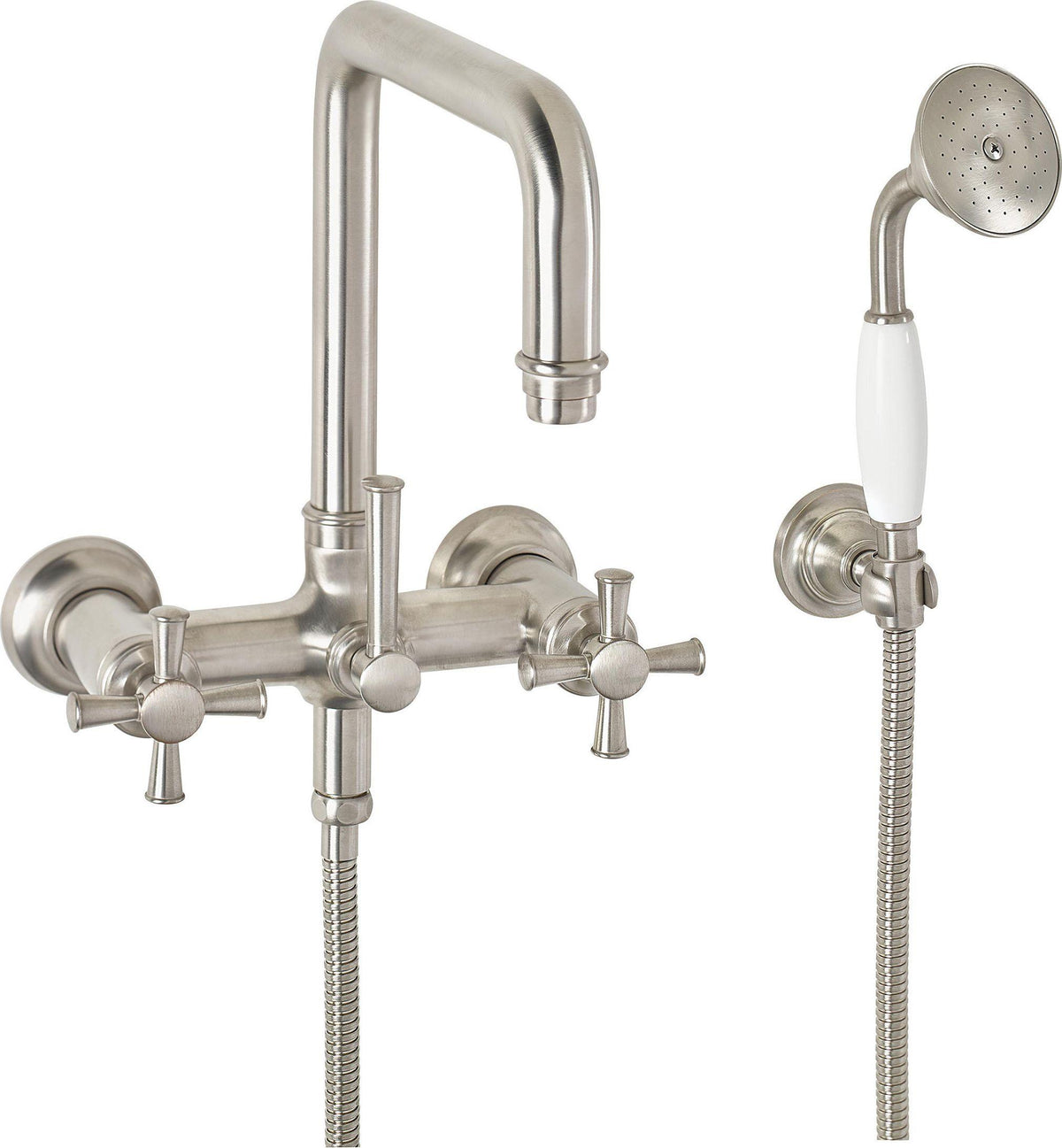 California Faucets Hermosa Tradicional Llenador de Tina de Montaje en Pared - Pico Cuadrado — Latón Antiguo Mate / Serie 48X