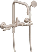 California Faucets Hermosa Tradicional Llenador de Tina de Montaje en Pared - Pico Cuadrado - Níquel Satinado