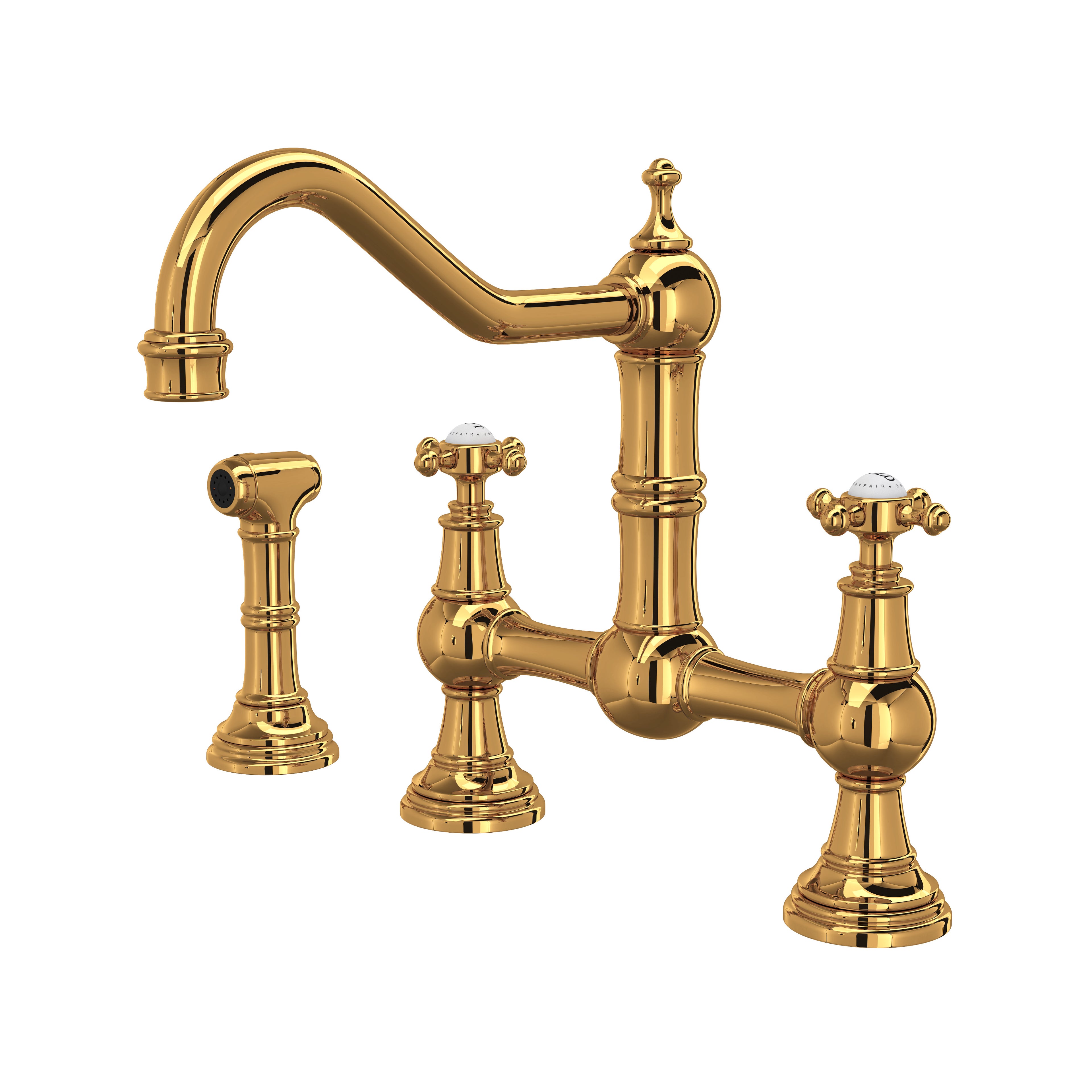 Rohl Edwardian Mezcladora de Cocina Tipo Puente con Aspersor Lateral - Oro Inglés