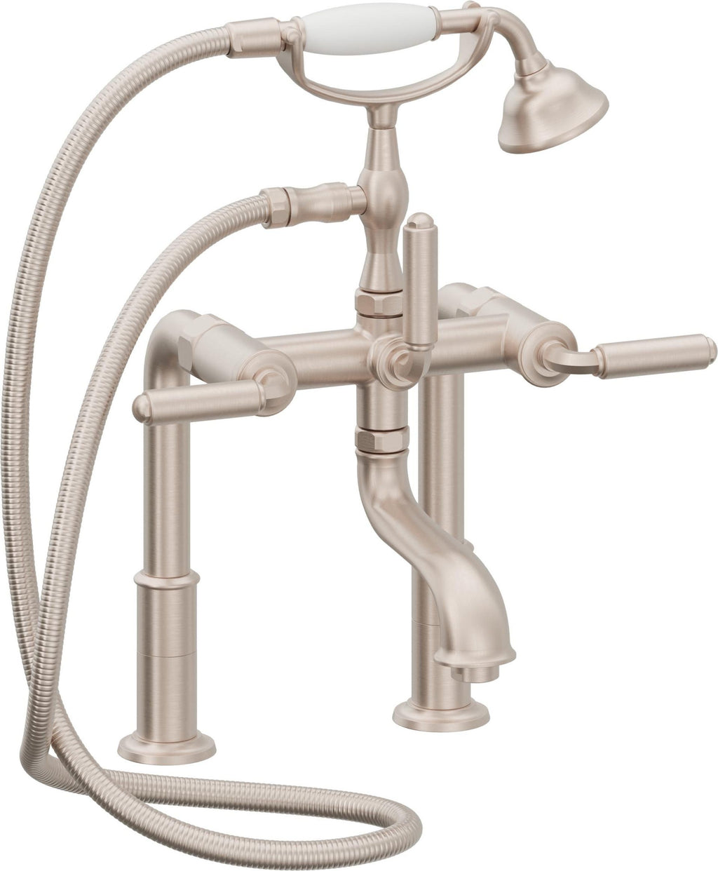 California Faucets Balboa Tradicional Llenador de Tina de Montaje en Cubierta - Níquel Satinado