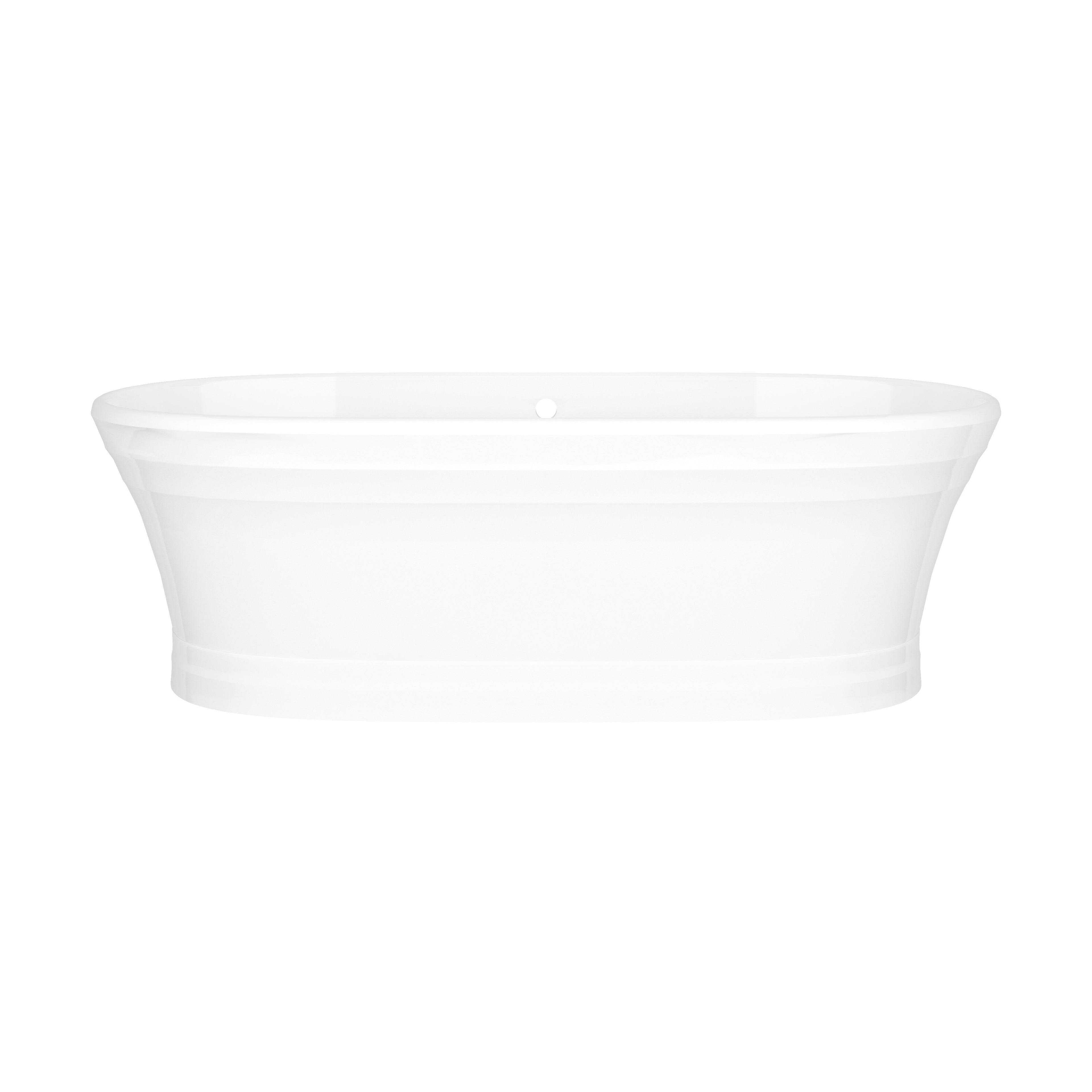 Bañera Worcester de Victoria + Albert en piedra volcánica blanca, vista en ángulo sobre fondo blanco — Con rebosadero