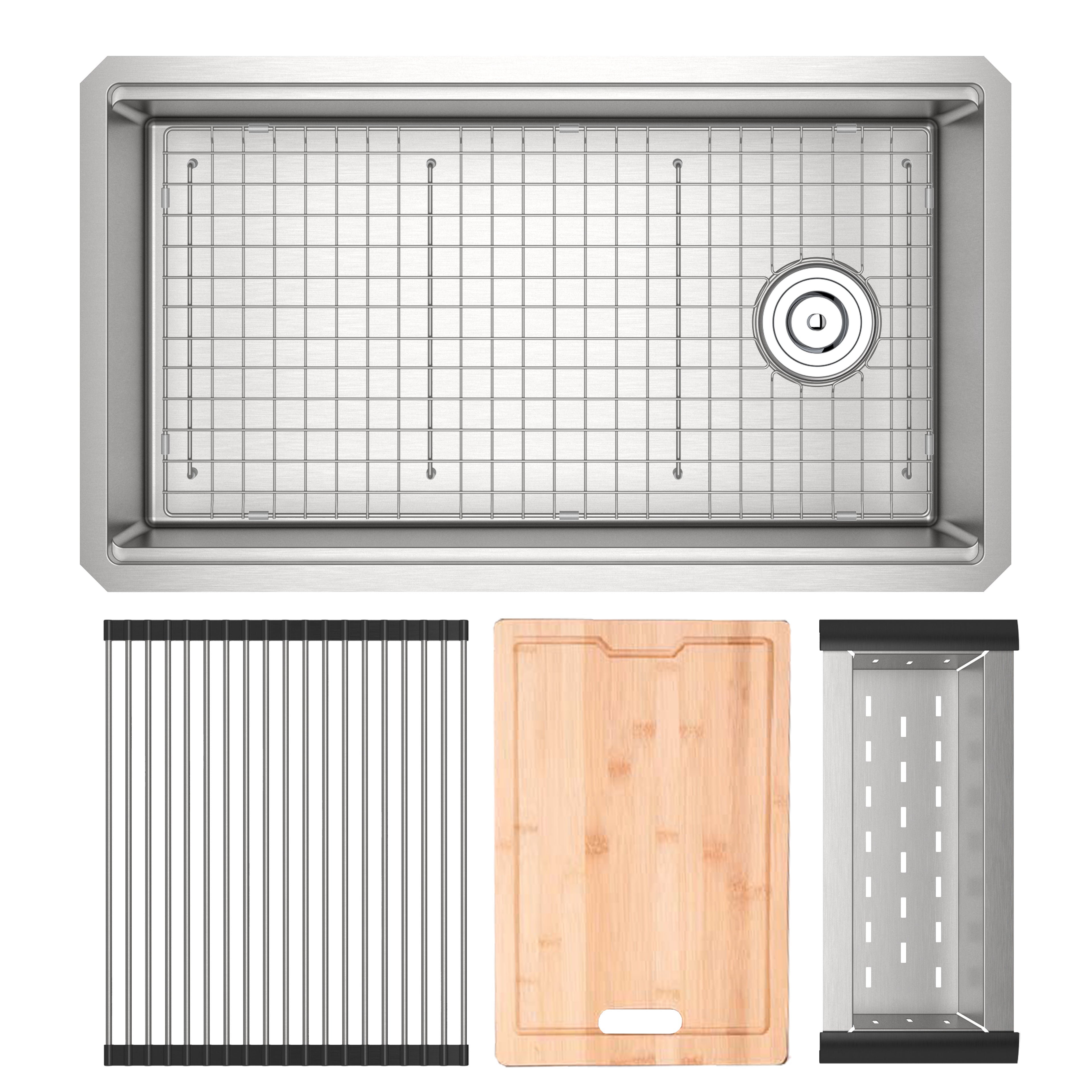 Rohl Culinario Tarja Workstation de Acero Inoxidable con Accesorios 33" - Acero Inoxidable Cepillado