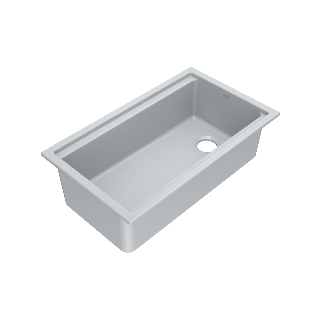 Rohl Allia Tarja Workstation Bajocubierta de Fireclay 33" - Gris Satinado