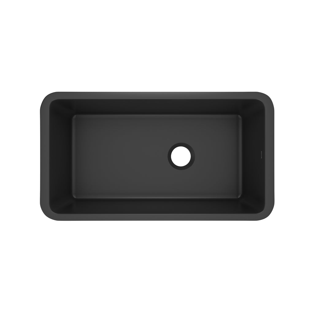 Rohl Allia Tarja Sencilla Bajocubierta de Fireclay 34" - Negro Satinado