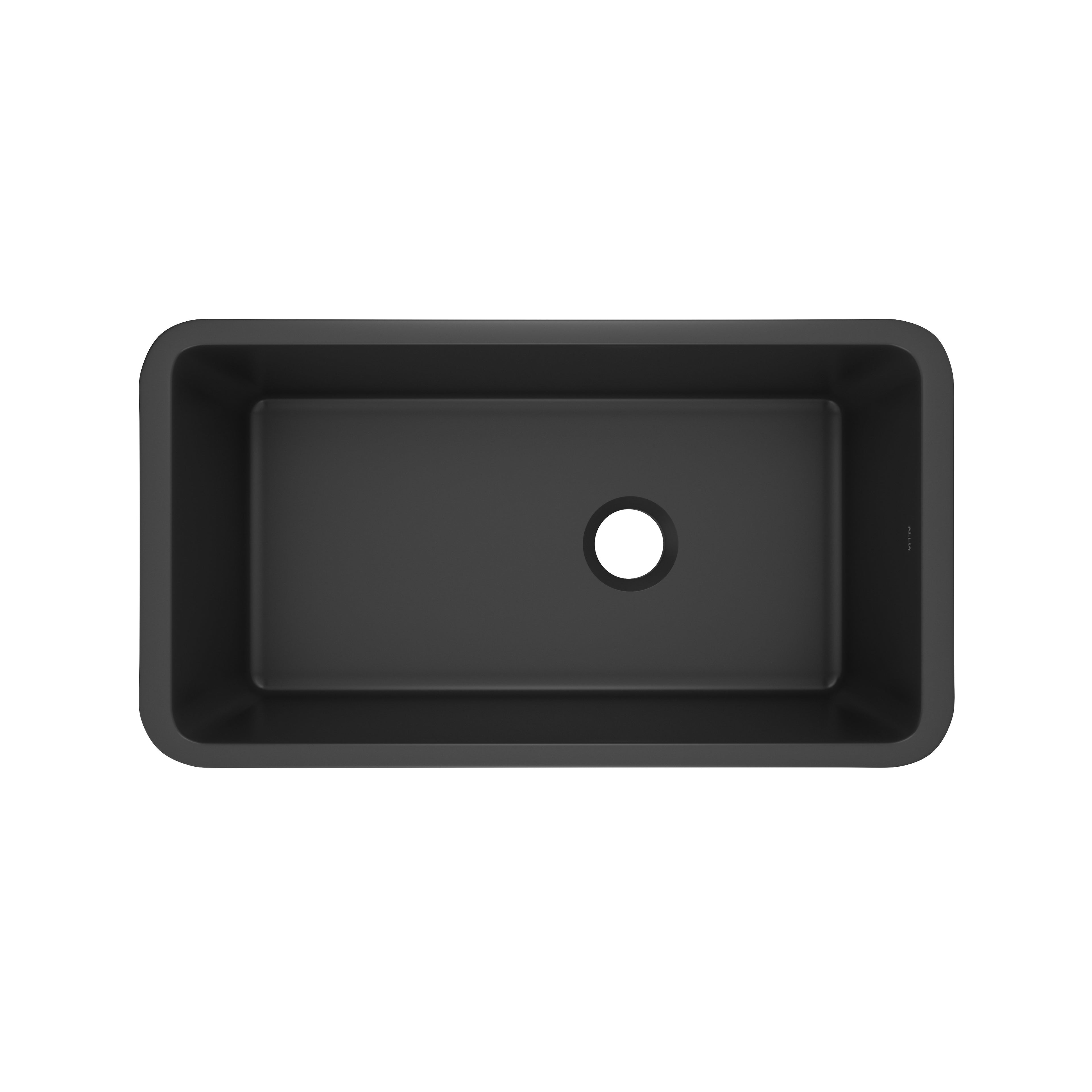 Rohl Allia Tarja Sencilla Bajocubierta de Fireclay 34" - Negro Satinado
