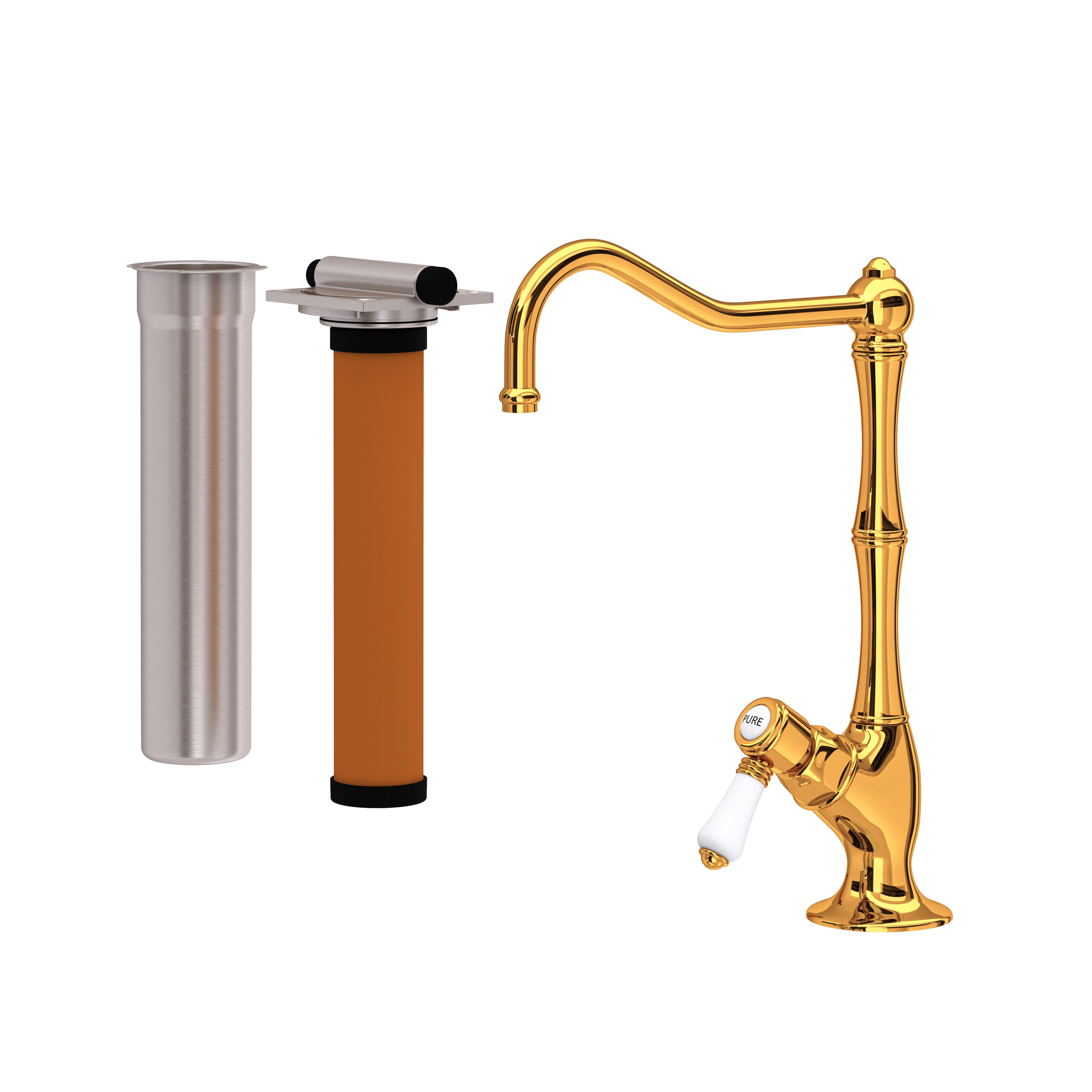 Rohl Acqui Kit de Mezcladora Filtradora de Cocina - Palanca de Porcelana Blanca - Latón Italiano