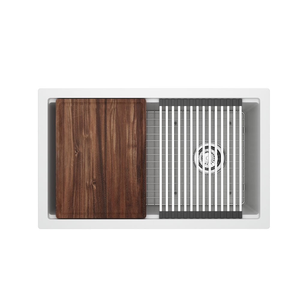 Rohl Fonsa Tarja Workstation de Cuarzo con Accesorios 30" - Blanco