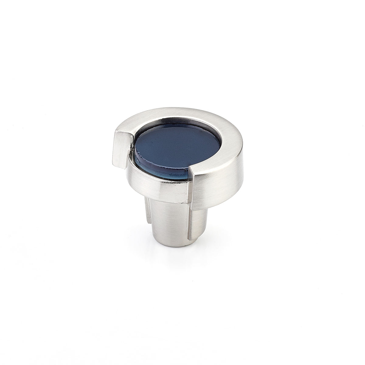 Schaub Perilla Tallmadge Steel Blue Inlay Call Redonda de Vidrio, 1-1/4" diám. — Níquel Satinado