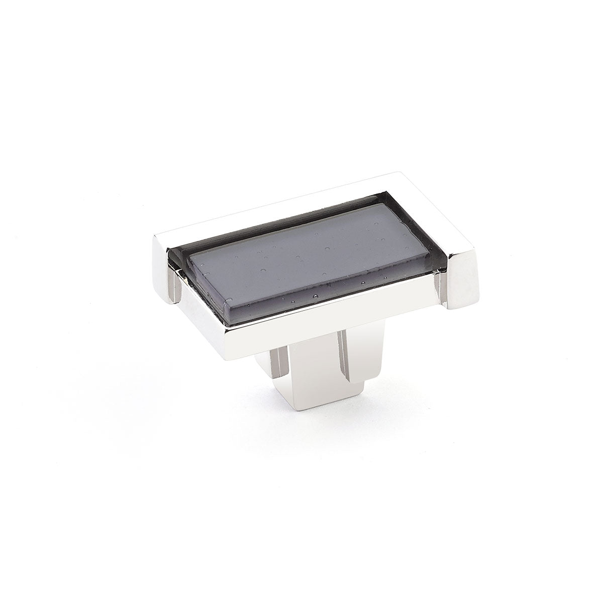 Schaub Perilla Tallmadge Rectangle Silver Grey Inlay Call de Vidrio, 1-3/4" — Níquel Pulido
