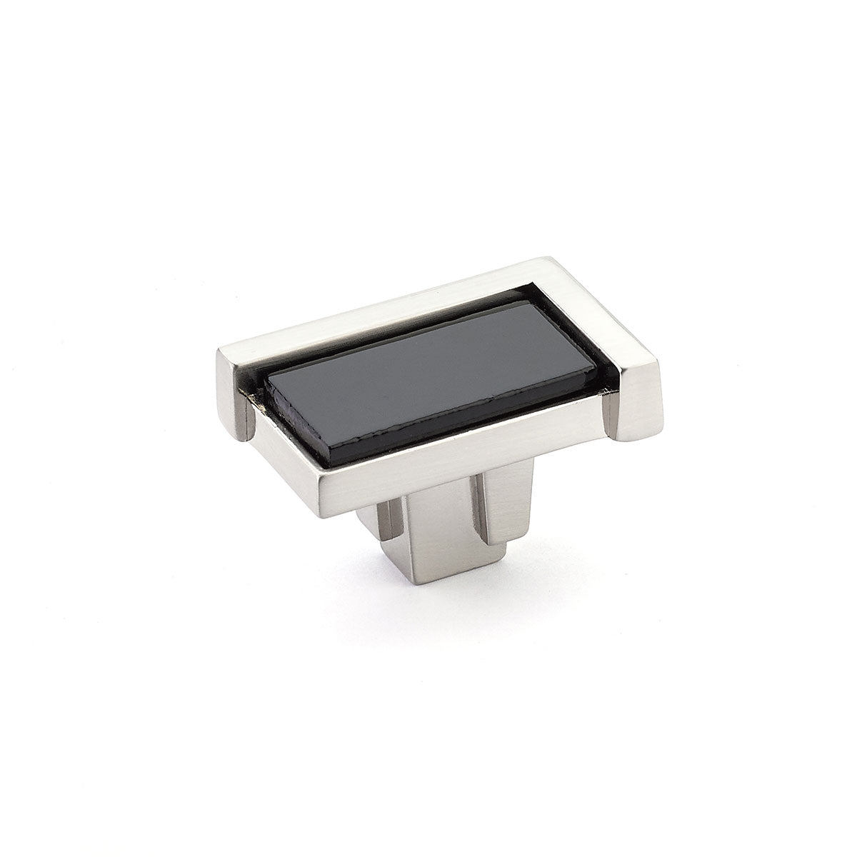 Schaub Perilla Tallmadge Rectangle Inlay Call de Vidrio, 1-3/4" — Níquel Satinado