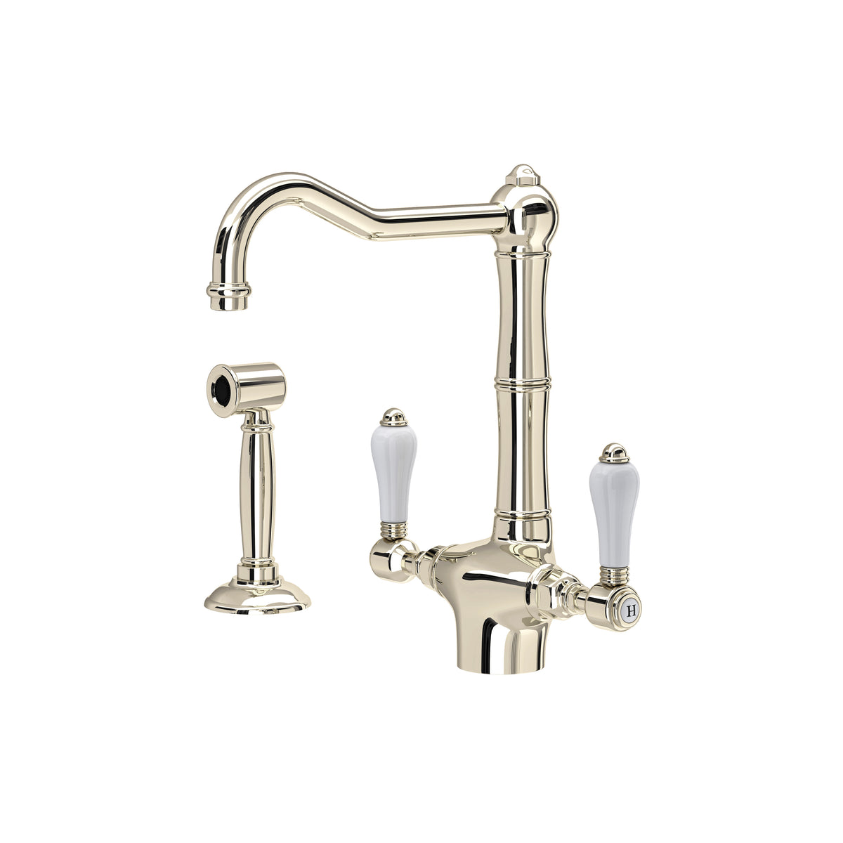 Rohl Acqui Mezcladora de Cocina de Dos Manijas con Aspersor Lateral - Níquel Pulido