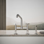 Kohler Billet — Mezcladora de Cocina tipo Puente con Rociador Lateral y Manijas de Cruz — Ambientación 1