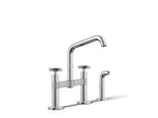 Kohler Billet — Mezcladora de Cocina tipo Puente con Rociador Lateral y Manijas de Cruz — Cromo Pulido