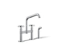 Kohler Billet — Mezcladora de Cocina tipo Puente con Rociador Lateral y Manijas Redondas — Cromo Pulido