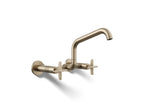 Kohler Billet — Mezcladora de Cocina tipo Puente de Pared con Manijas de Cruz — Bronce Cepillado Vibrant