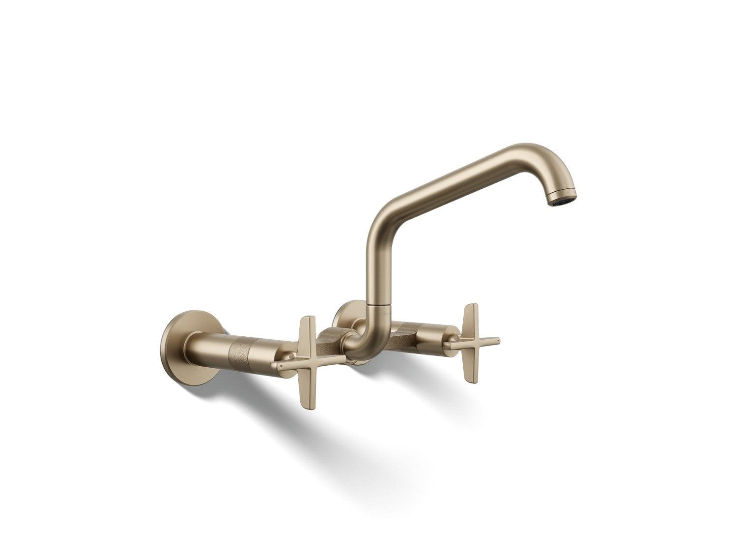 Kohler Billet — Mezcladora de Cocina tipo Puente de Pared con Manijas de Cruz — Bronce Cepillado Vibrant