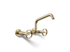Kohler Billet — Mezcladora de Cocina tipo Puente de Pared con Manijas Redondas — Oro Francés Vibrant