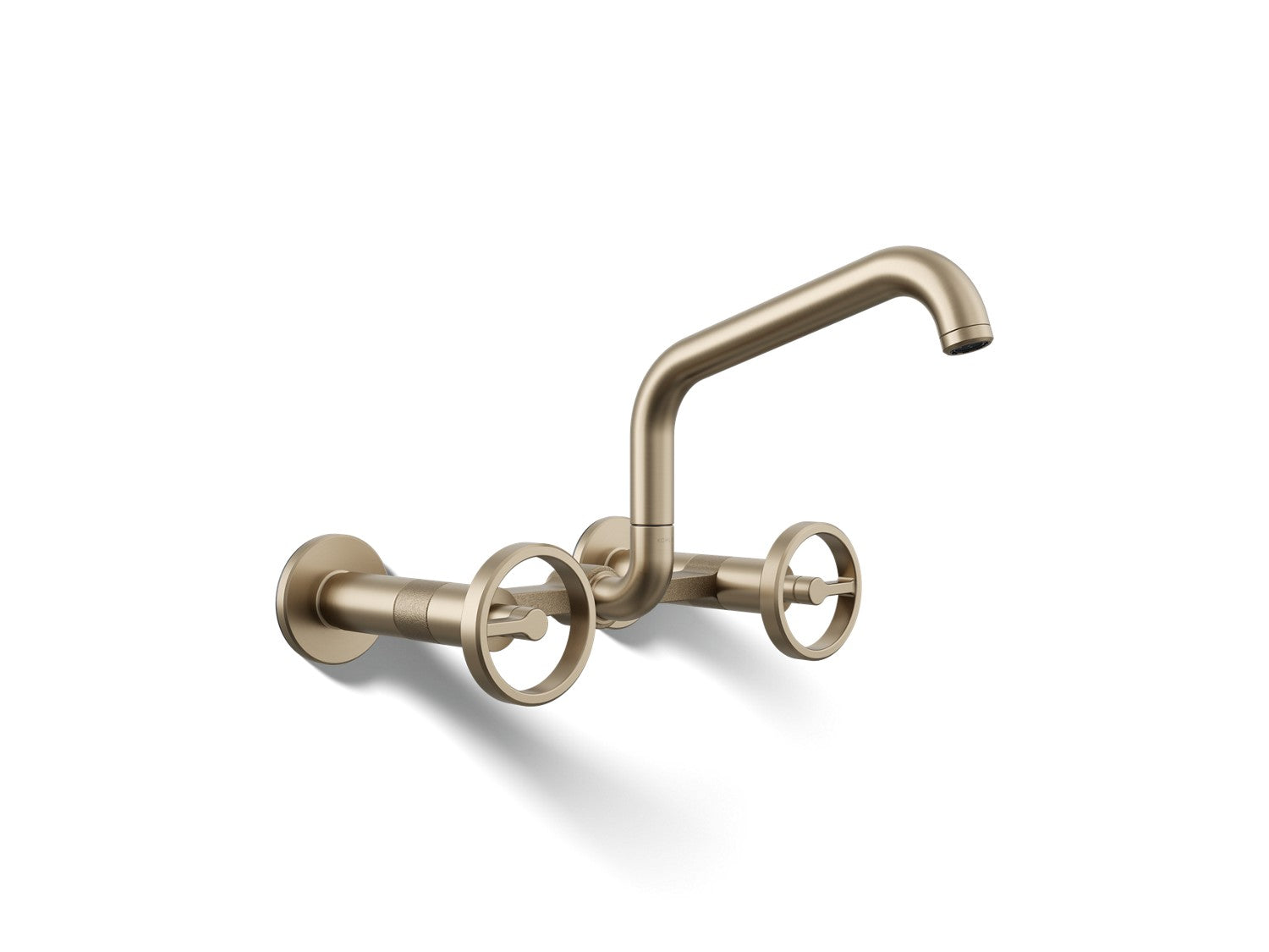 Kohler Billet — Mezcladora de Cocina tipo Puente de Pared con Manijas Redondas — Bronce Cepillado Vibrant