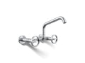 Kohler Billet — Mezcladora de Cocina tipo Puente de Pared con Manijas Redondas — Cromo Pulido