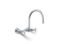 Kohler Billet — Mezcladora de Cocina tipo Puente de Pared, Arco Alto, con Manijas de Cruz — Cromo Pulido