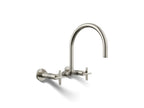 Kohler Billet — Mezcladora de Cocina tipo Puente de Pared, Arco Alto, con Manijas de Cruz — Níquel Pulido Vibrant
