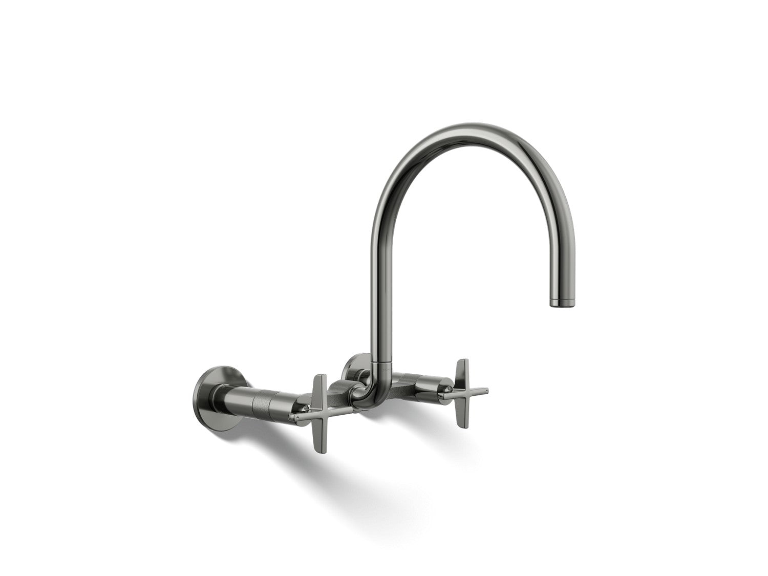 Kohler Billet — Mezcladora de Cocina tipo Puente de Pared, Arco Alto, con Manijas de Cruz — Titanio Vibrant