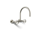 Kohler Billet — Mezcladora de Cocina tipo Puente de Pared, Arco Alto, con Manijas Redondas — Níquel Pulido Vibrant