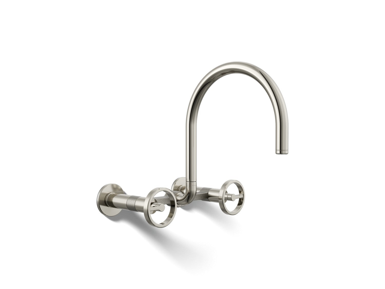 Kohler Billet — Mezcladora de Cocina tipo Puente de Pared, Arco Alto, con Manijas Redondas — Níquel Pulido Vibrant