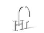 Kohler Billet — Mezcladora de Cocina tipo Puente Alto con Rociador Lateral y Manijas Redondas — Cromo Pulido