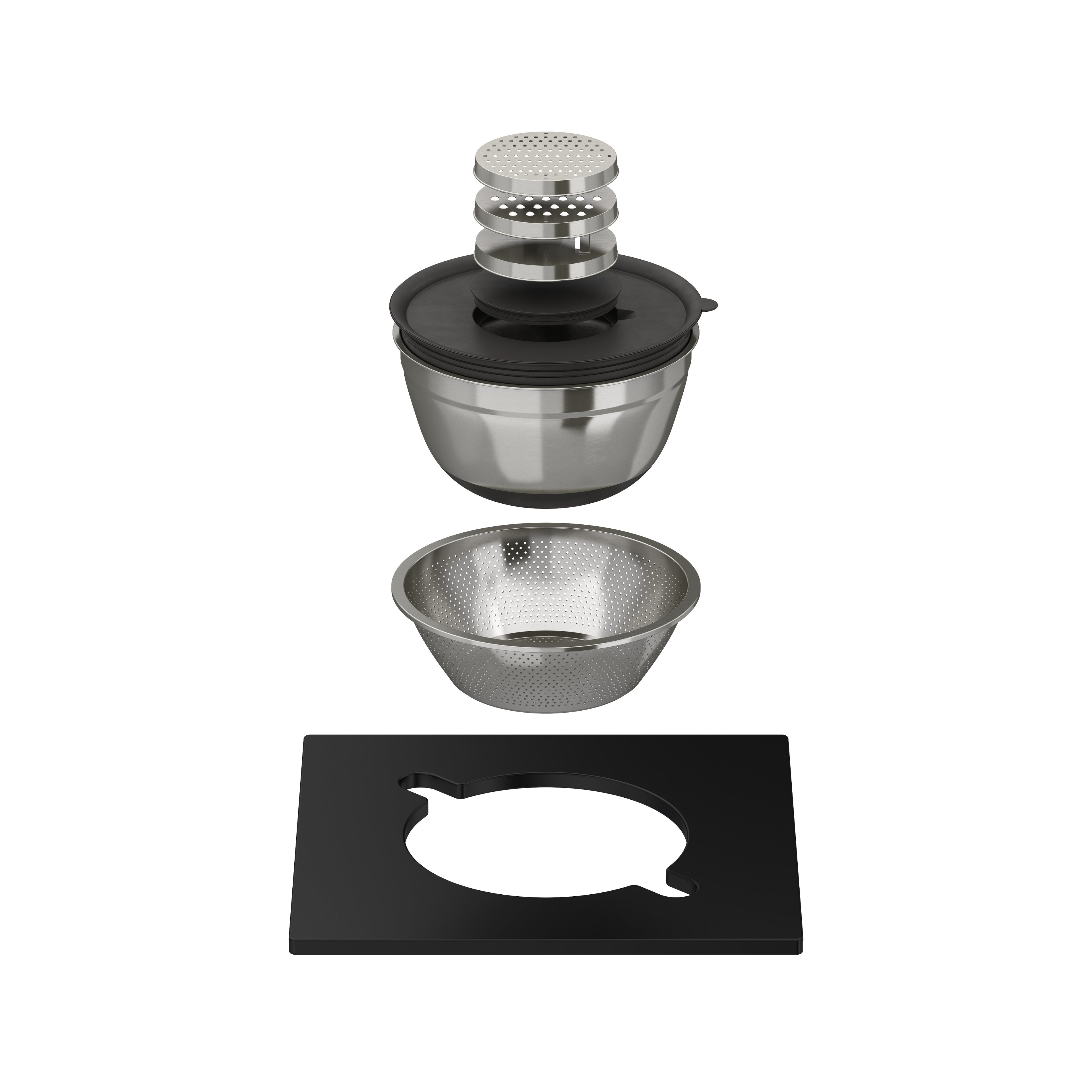 Rohl Colador y Tazón con Tapa e Insertos Ralladores para Tarjas Workstation - Sin Acabado