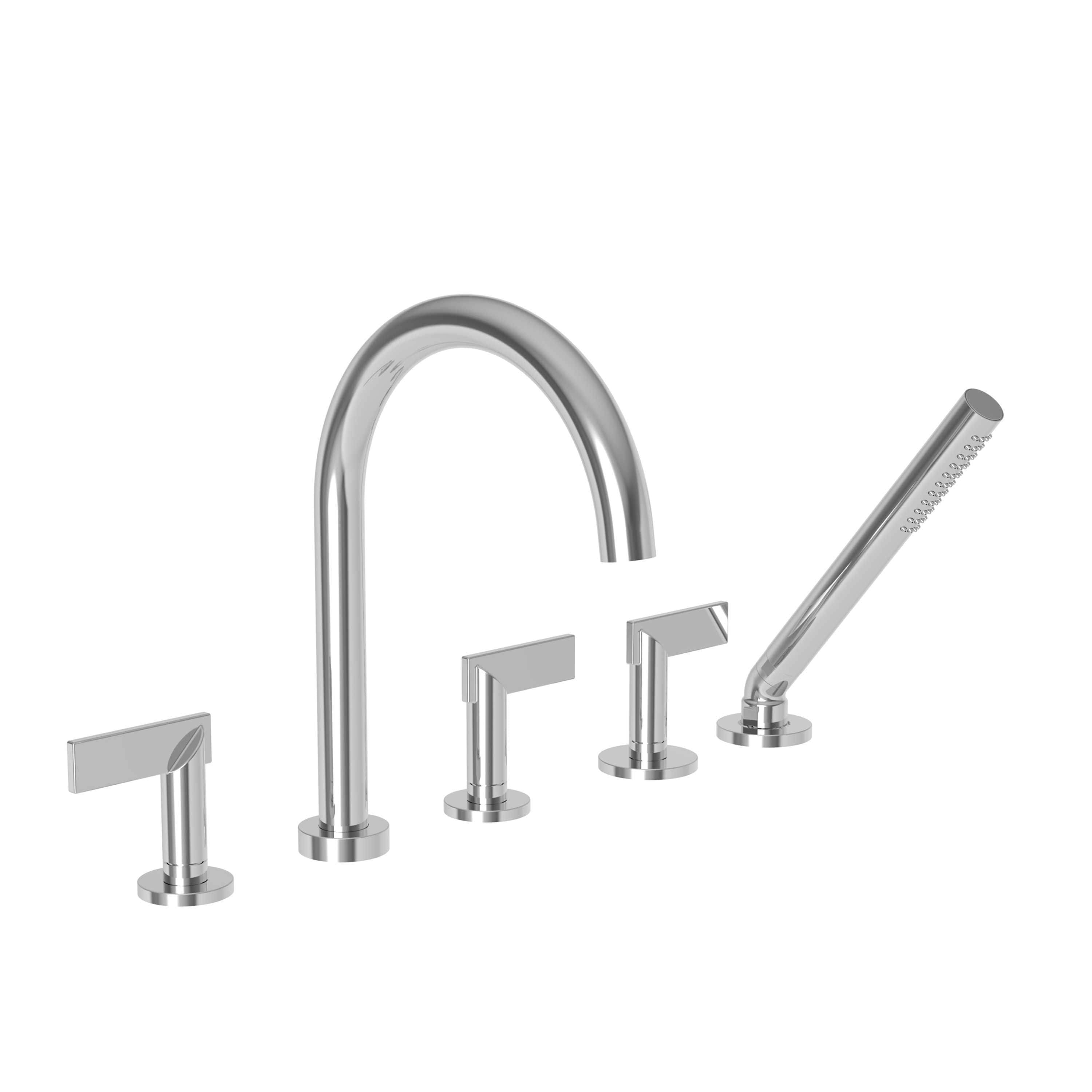 Newport Brass Pavani 3-2487 — Llenador de Tina Roman de Cubierta con Regadera de Mano — Cromo Pulido
