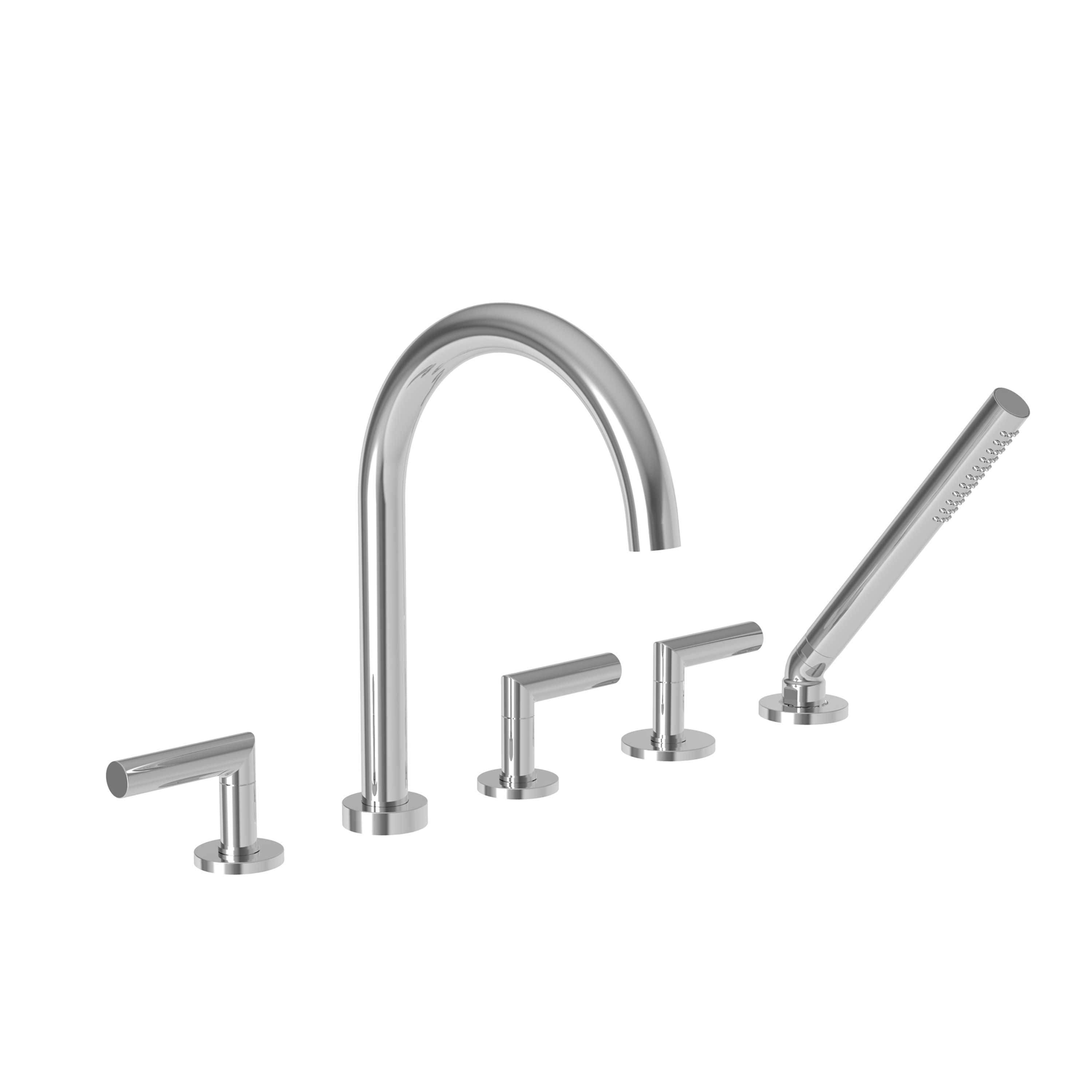 Newport Brass Pavani 3-3107 — Llenador de Tina Roman de Cubierta con Regadera de Mano — Cromo Pulido