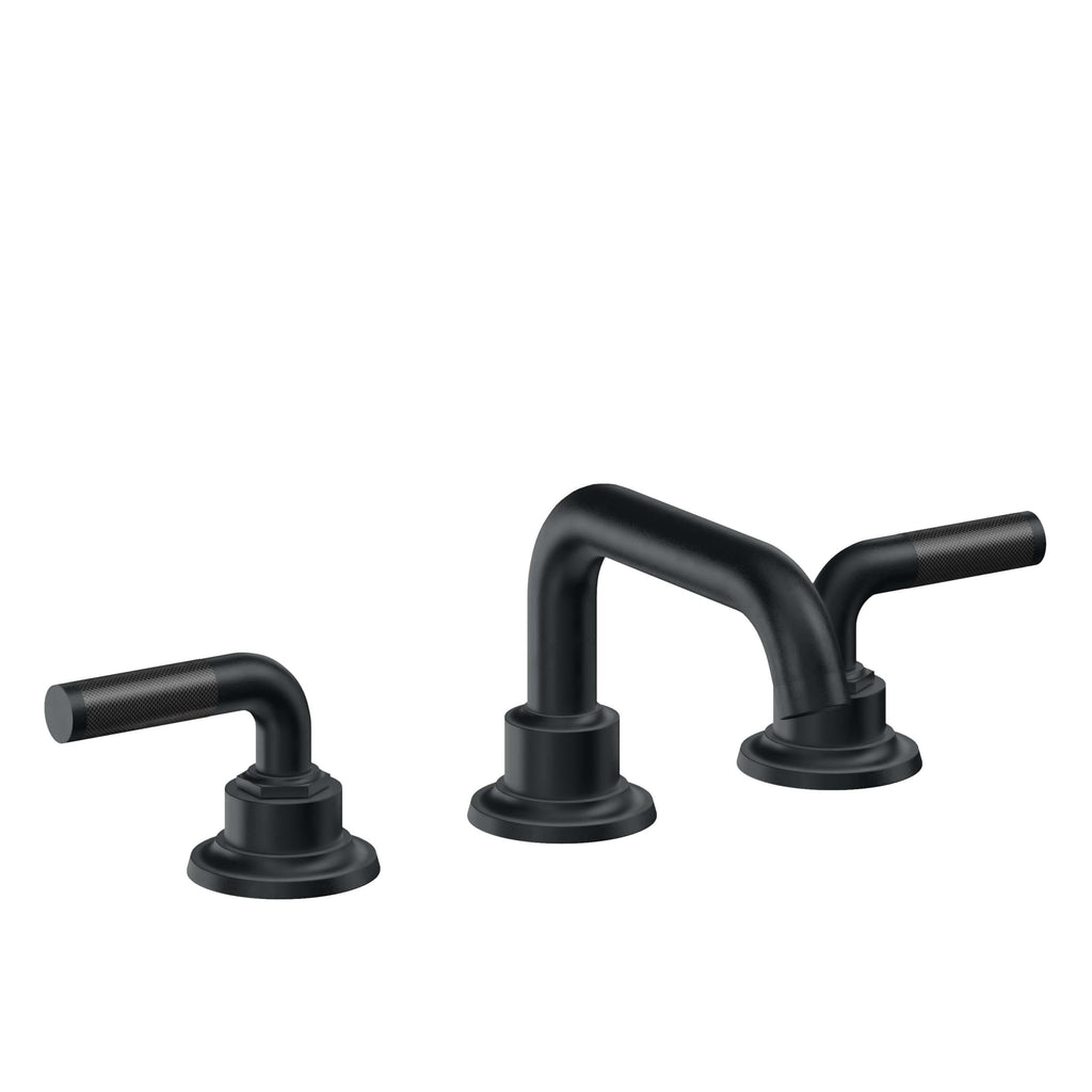 California Faucets Descanso 8" Llave de Lavabo de 3 Orificios para Cubierta, con Dos Manerales - Manija de Fibra de Carbono - Carbón